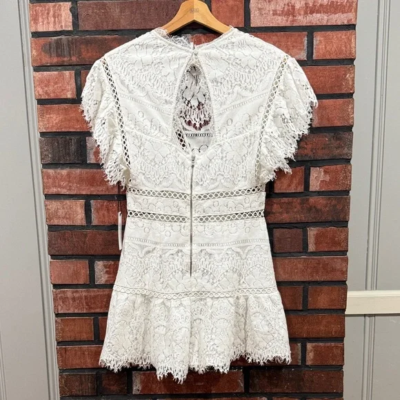 Saylor Shanice Ruffle-Sleeve Back-Cutout Lace Romper - Picture 8 of 16